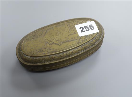 An 18th century Dutch engraved brass tobacco box